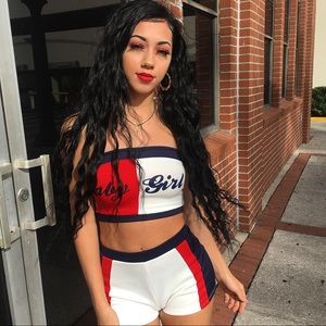 Crop top with matching shorts